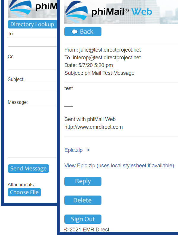 EMR Direct phiMail Web